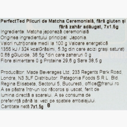 Plicuri matcha ceremonială, fără gluten, fără zahăr adăugat, 7x1.5g