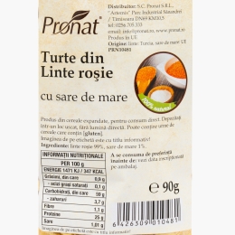 Turte din linte roșie cu sare de mare 90g