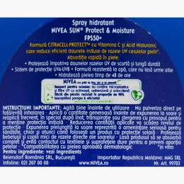 Spray protecție solară Protect & Moisture SPF50+ 250ml