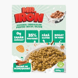 Cereale vegane cu scorțișoară, cu 35% proteină, fără zahăr, low carb, fără gluten 250g