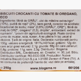 Biscuiți crocanți cu tomate și oregano eco, 250g