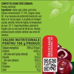 Compot de vișine, fără sâmburi, 700g