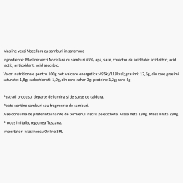 Măslinescu - Măsline verzi Nocellara cu sâmburi, în saramură, 280g