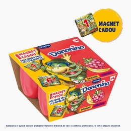 Brânzică de vaci pentru copii cu piure de banană și zmeură 4x50g