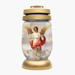 Candelă din sticlă cu capac, model înger, 3l