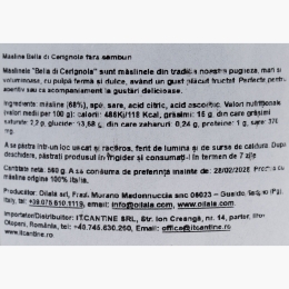 Măsline verzi Bella di Cerignola, fără sâmburi, 560g