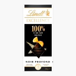 Ciocolată neagră 100% cacao cu portocale Excellence, 50g