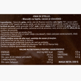 Biscuiți cu lapte, cacao și ciocolată Pan di Stelle 350g
