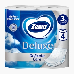 Hârtie igienică Deluxe Delicate Care 3 straturi, 4 role