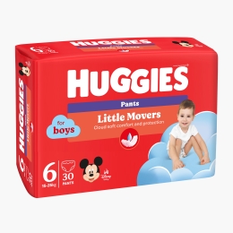 Scutece chiloțel Little Movers Pants băieți, mărimea 6, 15-25kg, 30 buc