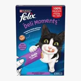 Recompense lichide pentru pisici, cu rață Deli Moments 4x10g