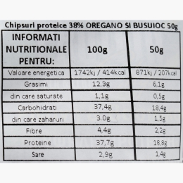 Chipsuri proteice 38% cu aromă de oregano și busuioc, 50g