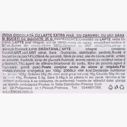 Baton de ciocolată cu lapte cu umplutură de caramel și biscuiți, fără gluten 35g
