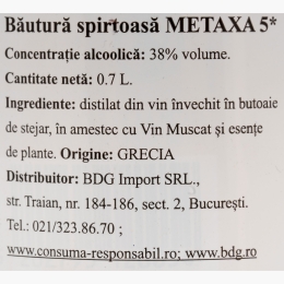 Brandy 5* 38% alc. 700ml