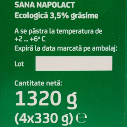 Sana eco, 3.5% grăsime, 4x330g (3+1)