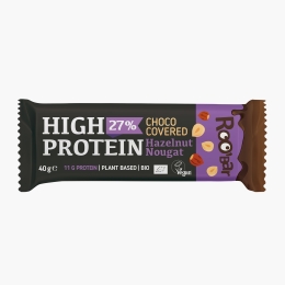 Baton proteic eco cu alune de pădure, acoperit cu ciocolată, vegan 40g