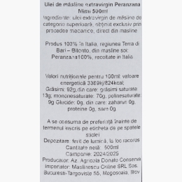 Măslinescu - Ulei de măsline extravirgin Peranzana, 0.5l