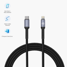 Cablu date Type-C - Lightning, 2A, 1m, negru