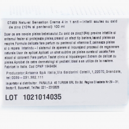 Cremă 4 în 1 anti-iritații cu oxid de zinc 10% și pantenol Natural Sensation 100ml