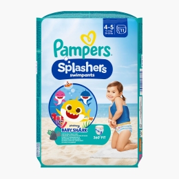 Scutece chiloțel pentru apă Splashers Baby Shark, mărimea 4-5, 9-15kg, 11 buc   