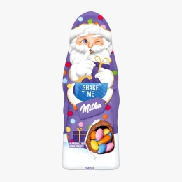 Figurină de ciocolată cu lapte și bombonele în interior Moș Crăciun 61g