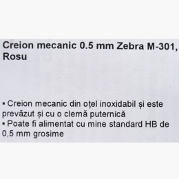 Creion mecanic 0.5 mm Zebra M-301, Roșu