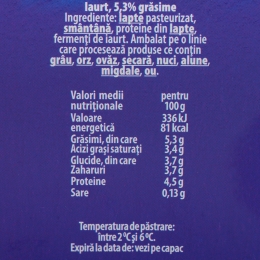 Iaurt Cremosso natural 5.3% grăsime, 8x125g