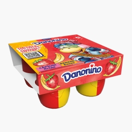 Brânzică de vaci cu piure de fructe căpșuni-banane 4x95g