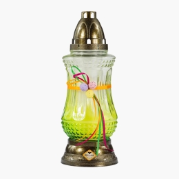 Candelă din sticlă cu fundă, diverse culori, 1 buc