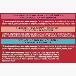 Hrană umedă pentru pisici, 6x50g cu somon, ton, păstrăv în sos 