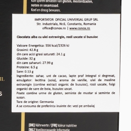 Ciocolată albă cu ulei extravirgin, roșii uscate și busuioc 100g