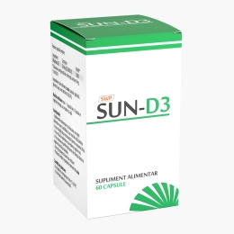 Sun-D3,  supliment alimentar cu vitamina D3, 60 capsule
