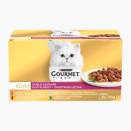 Hrană umedă pentru pisici, 4x85g, Multipack vită + pui, iepure + ficat, pește oceanic în sos cu spanac, rață + curcan
