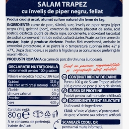 Salam Trapez cu înveliș de piper negru, feliat 80g