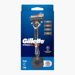 Aparat de ras ProGlide, ediție limitată UEFA Champions League, 1 mâner + 4 rezerve + suport pentru aparatul de ras