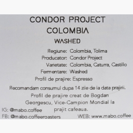 Colombia Condor Project 250g cafea de specialitate