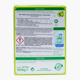 Detergent tablete pentru mașina de spălat vase, aromă de lime, 70 buc
