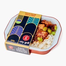 Pui cu sos de soia și orez 300g