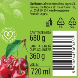Compot de cireșe, fără sâmburi, 680g