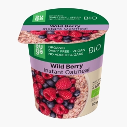 Porridge eco instant din ovăz integral cu fructe de pădure, fără zahăr adăugat, 60g