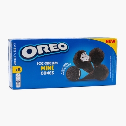 Mini cornete din napolitană cu cacao cu îngheţată cu aromă de vanilie și bucățele de biscuiți 8x17g