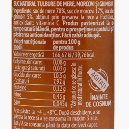 Suc natural de mere, morcovi și ghimbir 0.3l