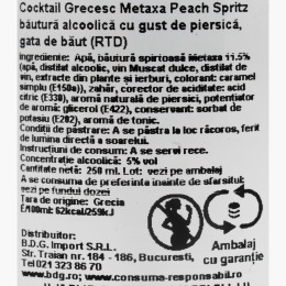 Cocktail Peach Spritz, 5%, doză 250ml