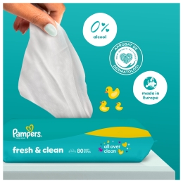 Șervețele umede pentru bebeluși, Fresh Clean, 2 pachete x 60 buc