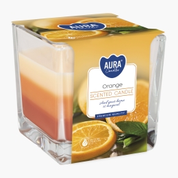 Lumânare parfumată în pahar trei culori - Portocală