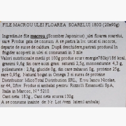 File de macrou în ulei de floarea-soarelui 2x90g