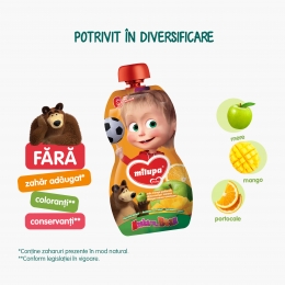 Piure de mere, mango, portocale Masha & ursul, +6 luni 100g
