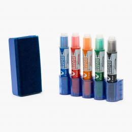 Kit 5 markere Pilot VBoard Master și burete, pentru table magnetice