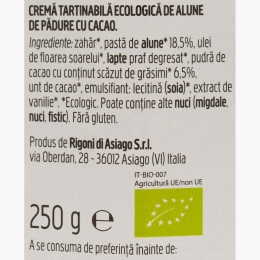 Cremă eco de cacao și alune Nocciolata, cu lapte 250g