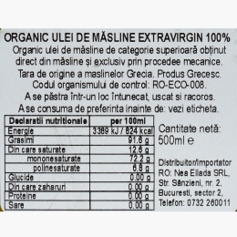 Ulei de măsline extravirgin eco Evlogia 500ml